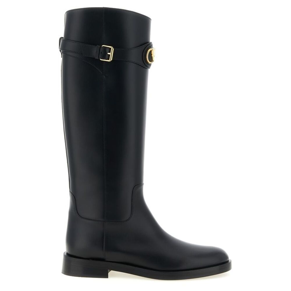 Valentino Garavani Black Calfskin Over The Women's Knee